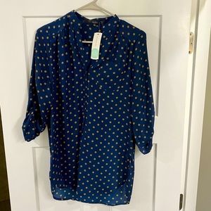 NWT! Fun 2 Fun Navy Polka Dot Blouse!